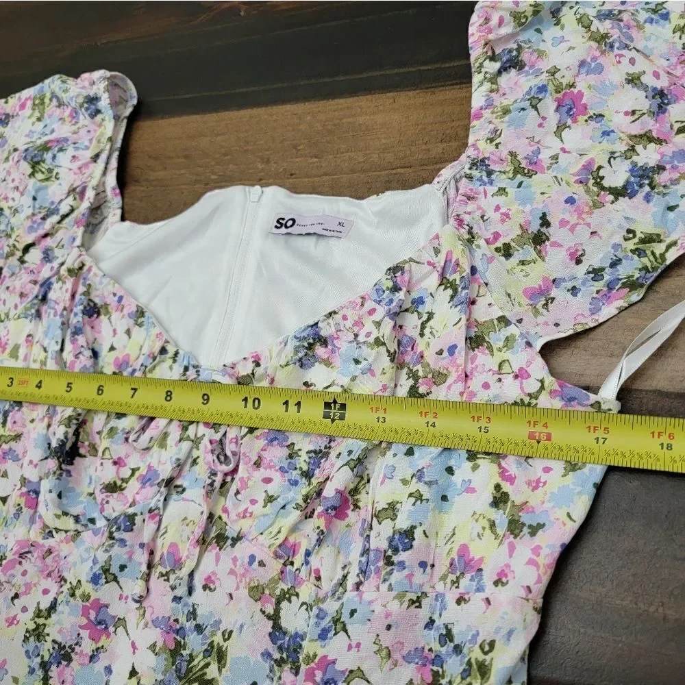 Juniors' SO Sweetheart Flutter Sleeve Mini Dress Floral Multicolor Size XL - Picture 10 of 12